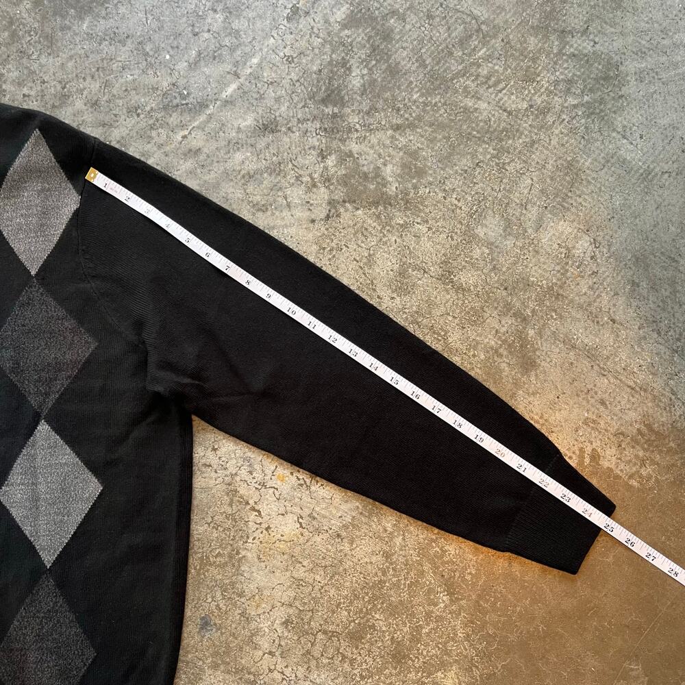 Dockers Sweater Mens Large Black Gray Argyle V-Neck Fine Gauge Soft NWT New - Picture 11 of 13